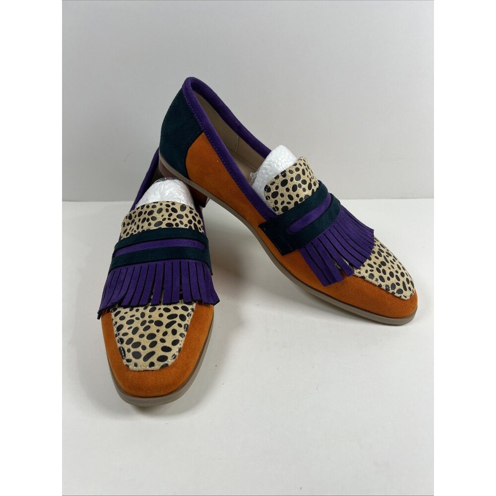 Swede Loafers Modern Style Leopard Print, Orange Purple, Black, Beautiful Unused